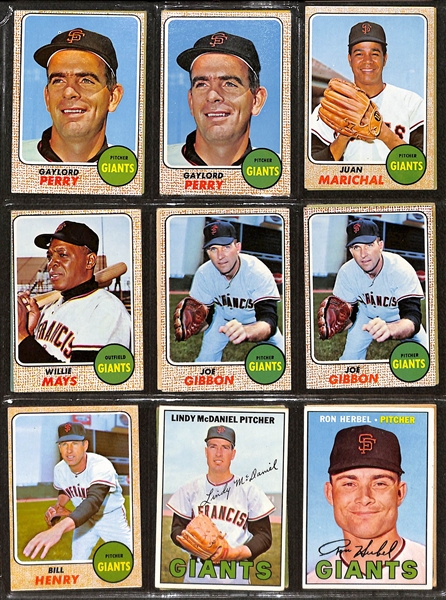 Lot of (300+) 1965-1968 Topps National League Star Cards w. 1968 Willie Mays & Bob Gibson 