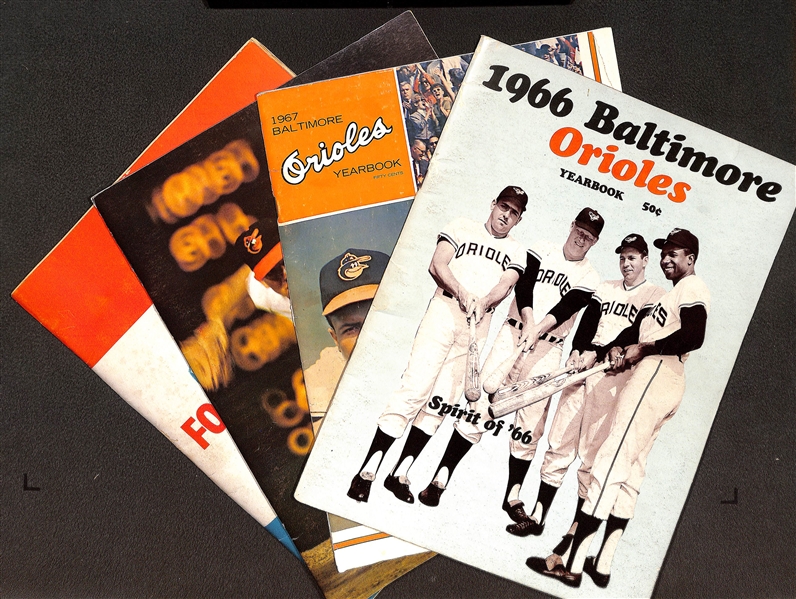 1966, 1967, 1969 Baltimore Orioles Yearbooks & 1964 Wheaties Pro Bowl Football Player Stamp Album (Complete)