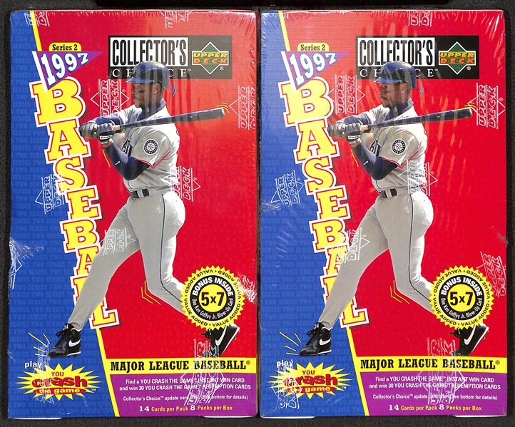 Lot of (2) 1997 Upper Deck Collector's Choice Baseball Series 2 Sealed Wax Boxes - 8 Packs/Box