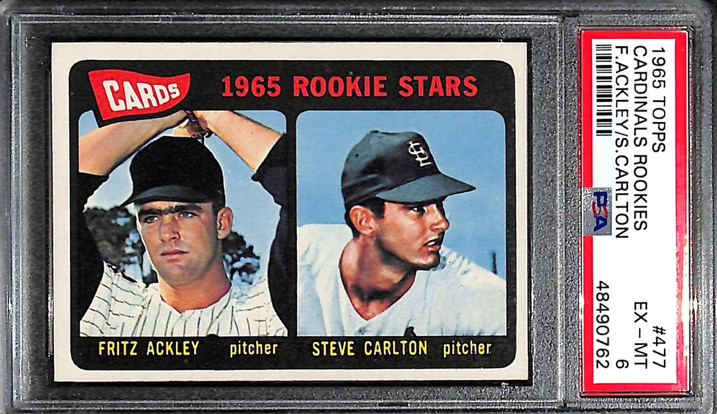 1965 Topps Steve Carlton #477 (HOF) Rookie Card Graded PSA 6