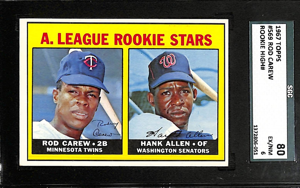 1967 Topps Rod Carew (HOF) #569 Rookie Card Graded SGC 6 (80)