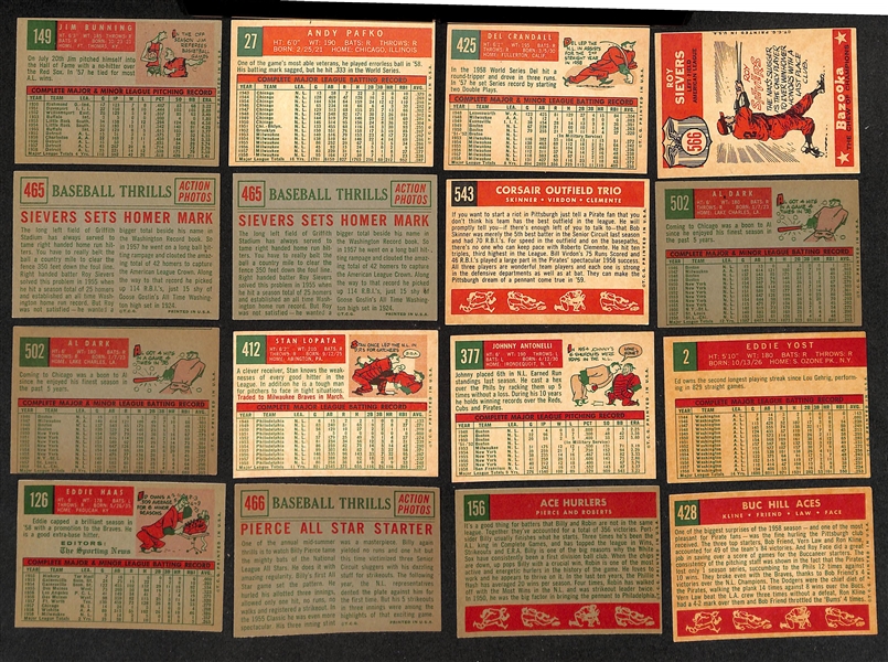 Lot of (114) High-Quality Signed 1959 Topps Cards w. Bunning, Pafko, Crandall, (3) Sievers, Virdon + (JSA Auction Letter)