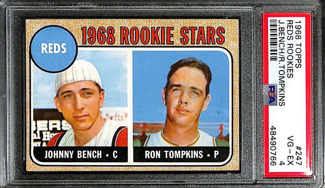 1968 Topps Johnny Bench (HOF) #247 Rookie Card Graded PSA 4