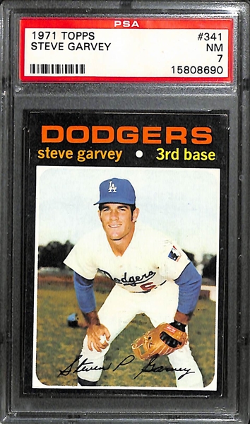 Lof of (2) 1970s Topps PSA Graded Hall of Fame Rookie Cards inc. 1971 Steve Garvey (PSA 7), 1975 George Brett (PSA 5)