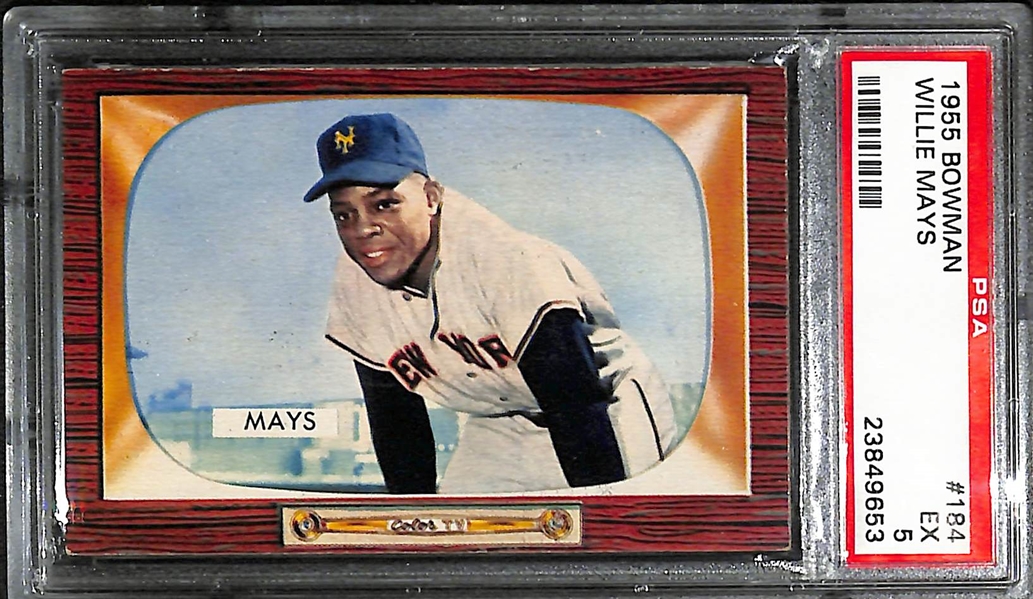 1955 Bowman Willie Mays (HOF) #184 Card Graded PSA 5