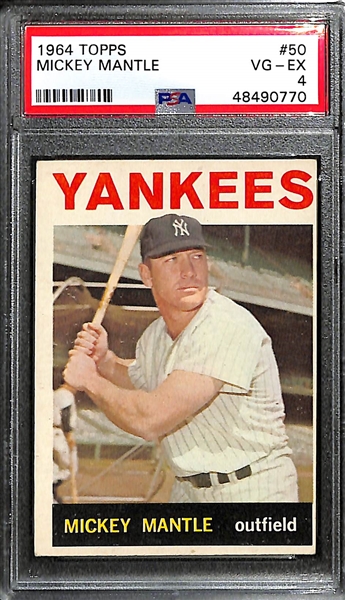 1964 Topps Mickey Mantle (HOF) #50 Card Graded PSA 4