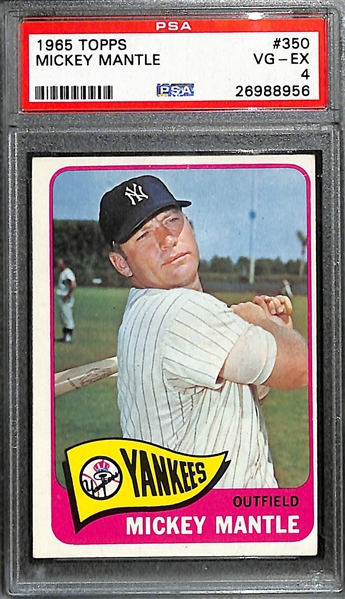 1965 Topps Mickey Mantle (HOF) #350 Card Graded PSA 4