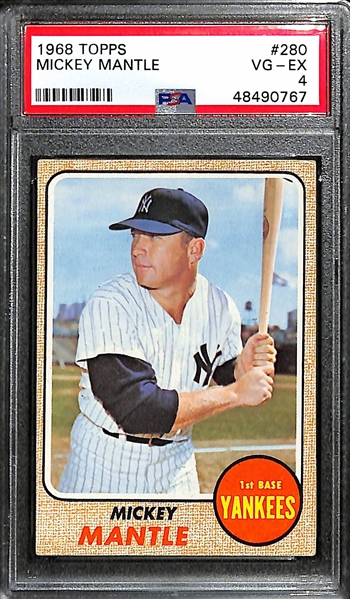 1968 Topps Mickey Mantle (HOF) #280 Card Graded PSA 4