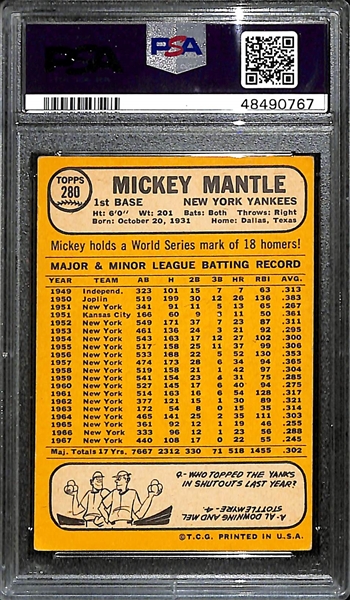 1968 Topps Mickey Mantle (HOF) #280 Card Graded PSA 4