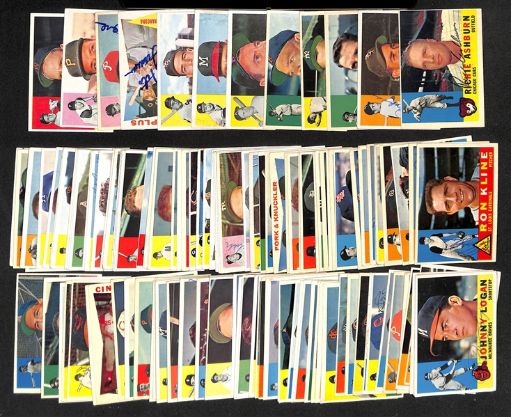  Lot of (127) High Quality Signed 1960 Topps Cards w. Ashburn, Aparicio, Thomson, Skowron, Kuenn, Bauer, Burdedtte, and Callison + (JSA Auction Letter)