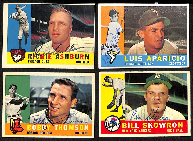  Lot of (127) High Quality Signed 1960 Topps Cards w. Ashburn, Aparicio, Thomson, Skowron, Kuenn, Bauer, Burdedtte, and Callison + (JSA Auction Letter)