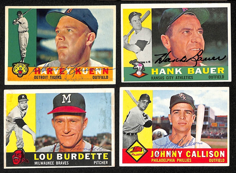  Lot of (127) High Quality Signed 1960 Topps Cards w. Ashburn, Aparicio, Thomson, Skowron, Kuenn, Bauer, Burdedtte, and Callison + (JSA Auction Letter)