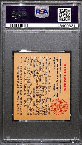 1950 Bowman Otto Graham (HOF) Rookie Card Graded PSA 4.5