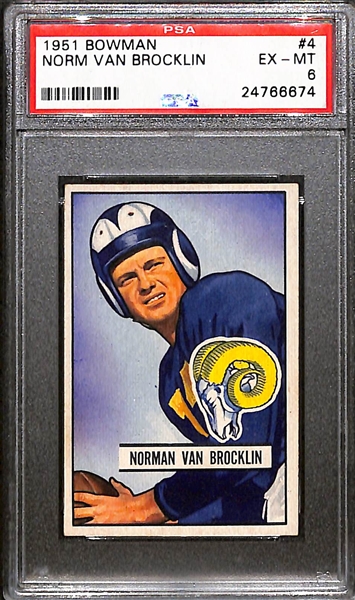 1951 Bowman Norm Van Brocklin (HOF) Rookie Card Graded PSA 6