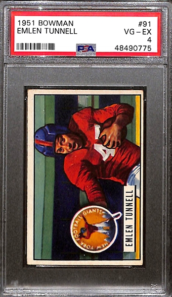 1951 Bowman Emlen Tunnell (HOF) Rookie Card Graded PSA 4