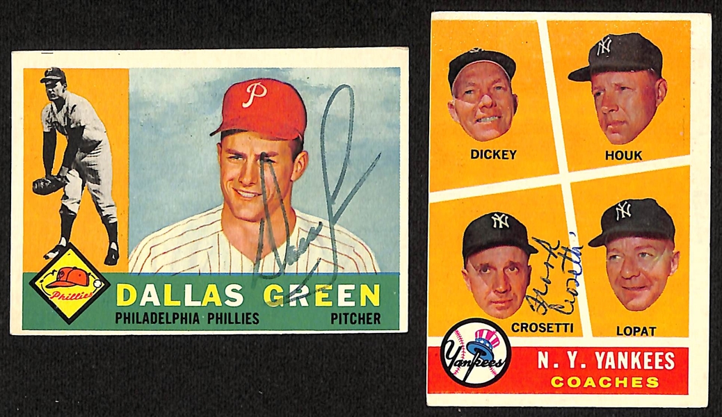  Lot of (21) Signed 1960 Topps Baseball Rookie and Coach Cards w. Green & Cosetti, + (JSA Auction Letter) 