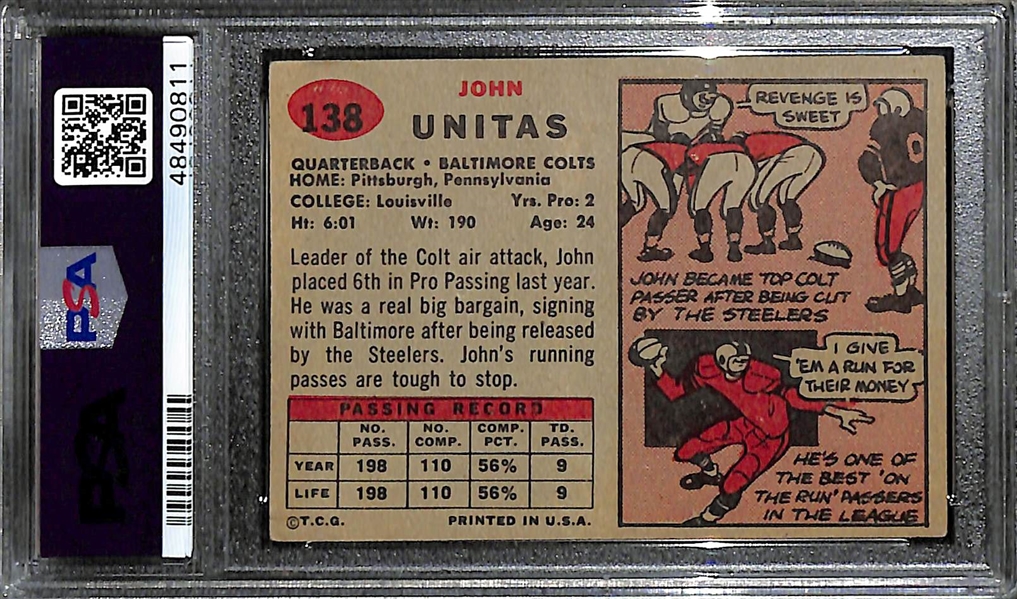 1957 Topps John Unitas (HOF) Rookie Card Graded PSA 4