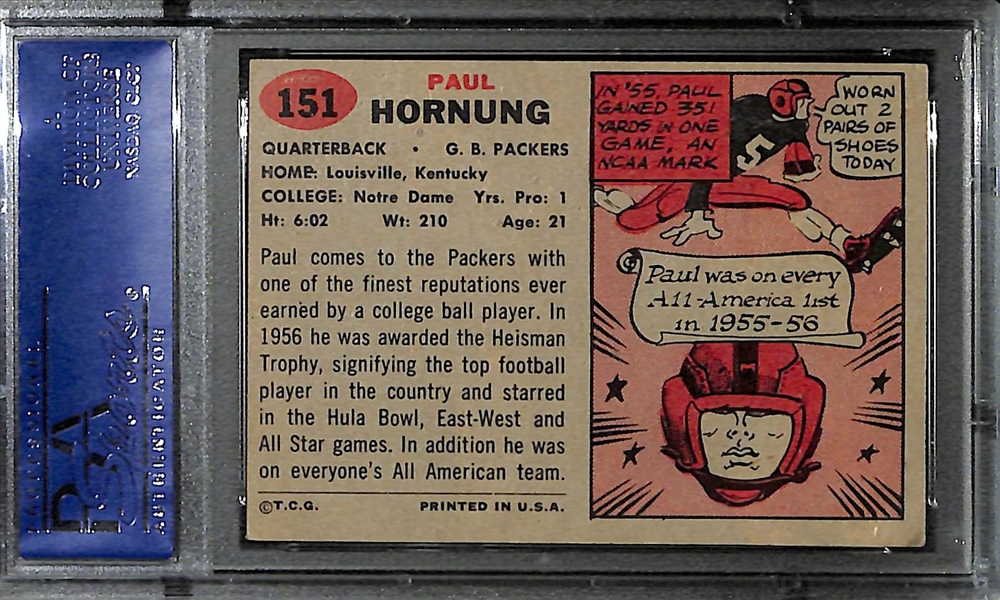 1957 Topps Paul Hornung (HOF) Rookie Card Graded PSA 4