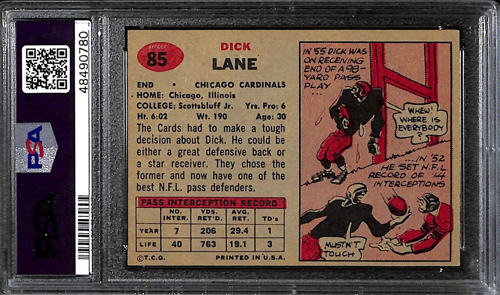 1957 Topps Dick Night Train Lane (HOF) Rookie Card Graded PSA 6