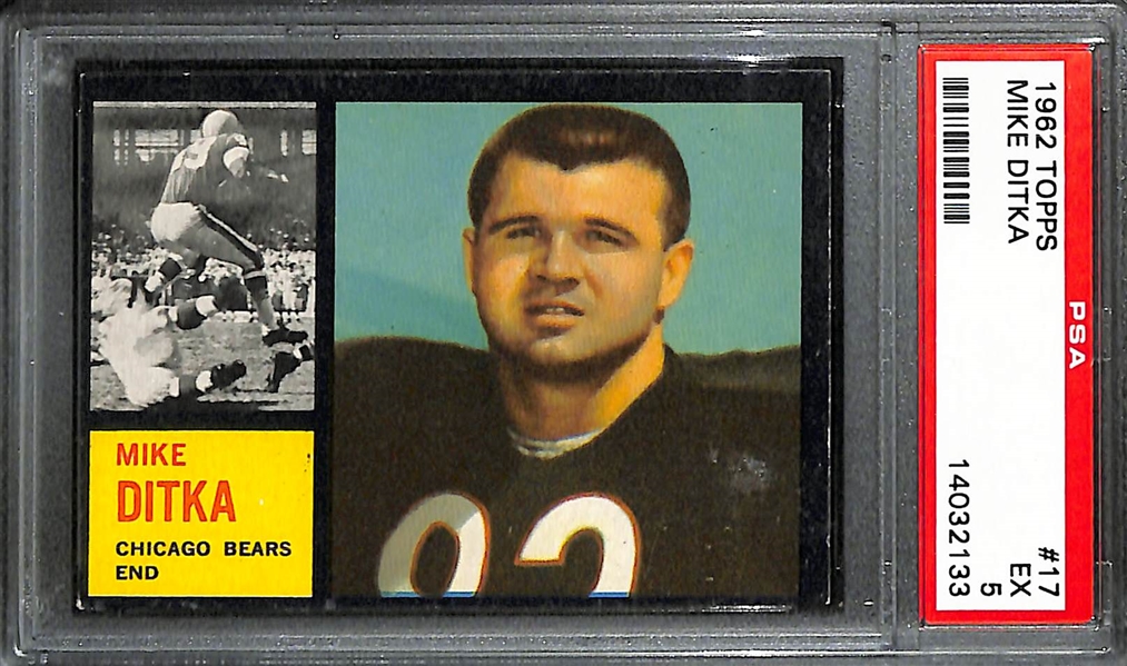 1962 Topps Mike Ditka (HOF) Rookie Card Graded PSA 5