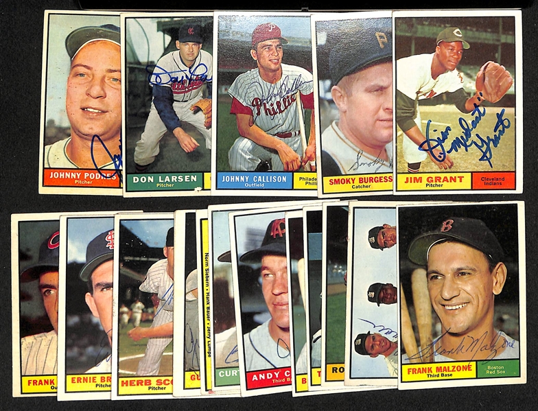  Lot of (121) Signed 1961 Topps Baseball Cards w. Grant, Burgess, Callison, Larsen, and Podres, + (JSA Auction Letter)