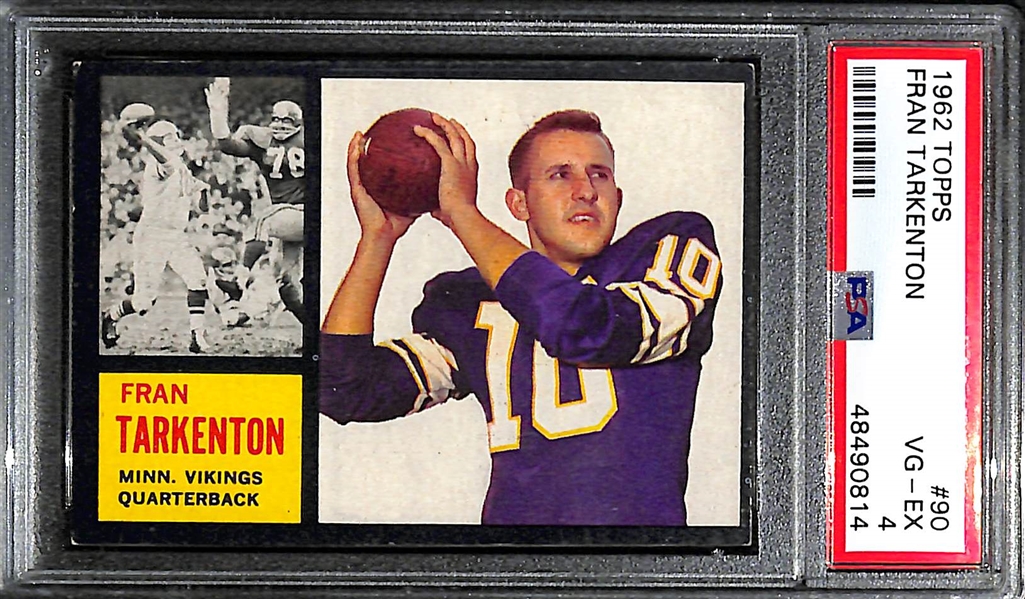 1962 Topps Fran Tarkenton (HOF) Rookie Card Graded PSA 4