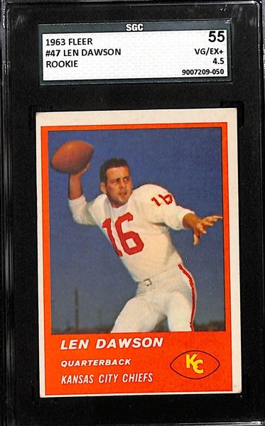 1963 Fleer Len Dawson (HOF) Rookie Card Graded SGC 4.5 (55)