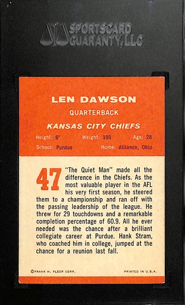 1963 Fleer Len Dawson (HOF) Rookie Card Graded SGC 4.5 (55)