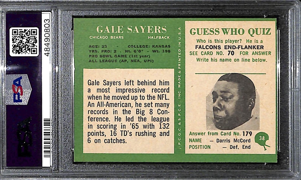 1966 Philadelphia Gale Sayers (HOF) Rookie Card Graded PSA 6