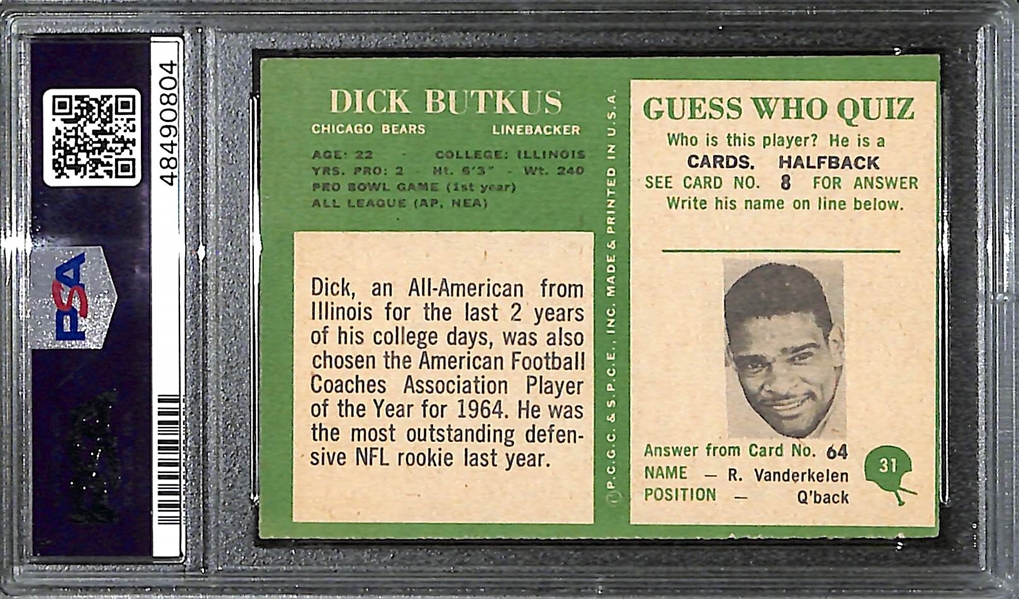 1966 Philadelphia Dick Butkus (HOF) Rookie Card Graded PSA 5