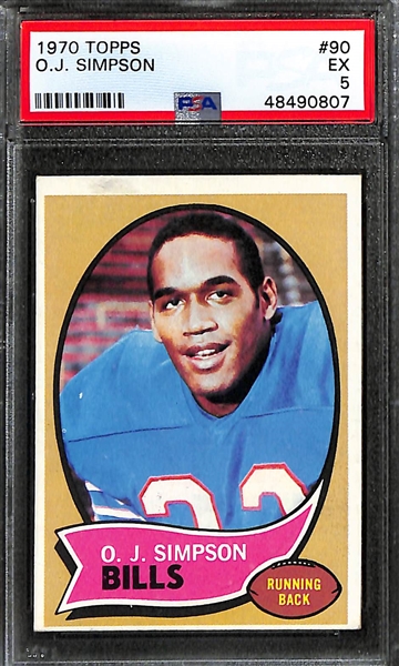 Lot of (3) 1970s Topps PSA Graded Hall of Fame Rookies inc. OJ Simpson (PSA 5), Bubba Smith (PSA 7), Alan Page (PSA 4)