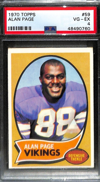 Lot of (3) 1970s Topps PSA Graded Hall of Fame Rookies inc. OJ Simpson (PSA 5), Bubba Smith (PSA 7), Alan Page (PSA 4)