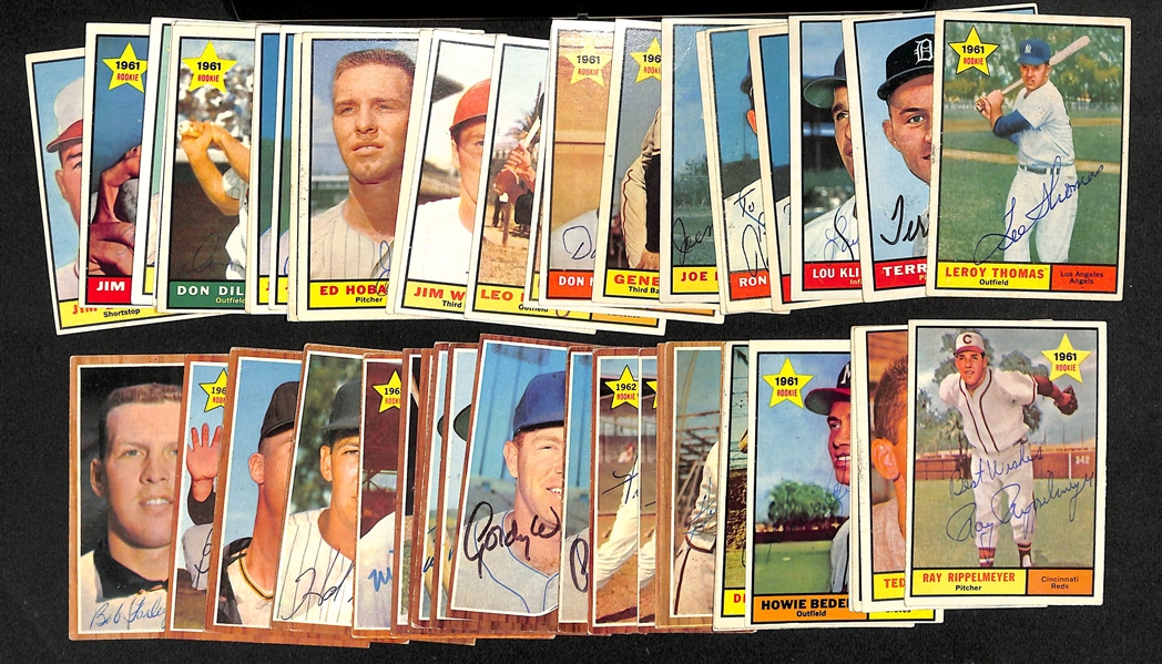  (33) Signed 1961 + (18) Signed 1962 Topps Rookie Cards w. Leroy Thomas + (JSA Auction Letter) 