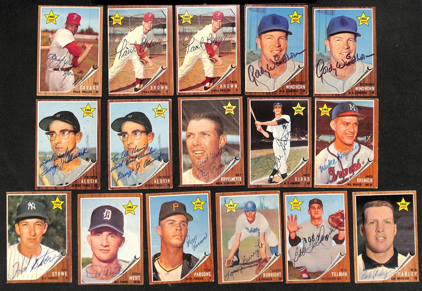  (33) Signed 1961 + (18) Signed 1962 Topps Rookie Cards w. Leroy Thomas + (JSA Auction Letter) 