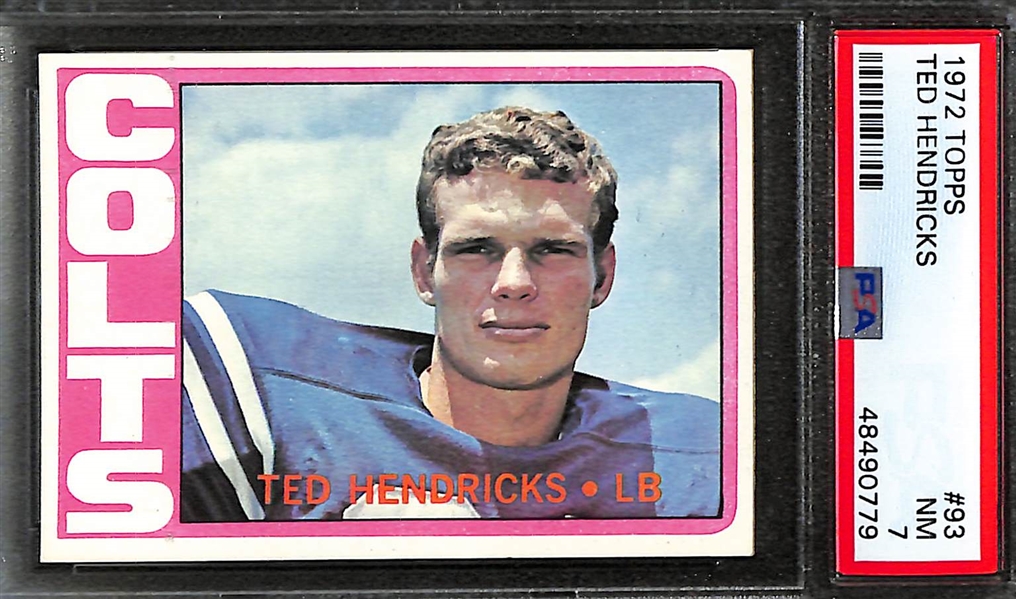 Lot of (2) 1972 Topps PSA Graded Hall of Fame Rookies inc. Roger Staubach (PSA 6), Ted Hendricks (PSA 7)