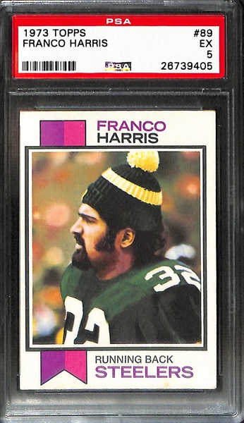 Lot of (4) 1970s Topps PSA Graded Hall of Fame Steelers Rookies inc. 1971 Joe Greene (PSA 4), 1976 Jack Lambert (PSA 7), 1973 Jack Ham (PSA 5), 1973 Franco Harris (PSA 5)