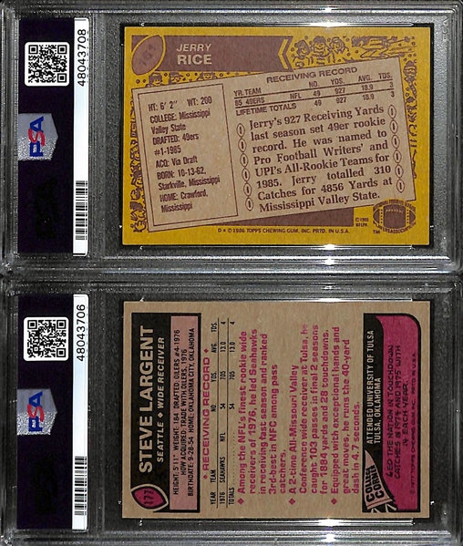 Lot of (2) PSA Graded Vintage Topps Hall of Fame Wide Receiver Rookies inc. 1986 Jerry Rice (PSA 6), 1977 Steve Largent (PSA 7)