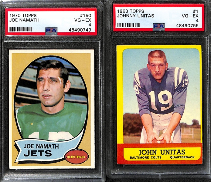 Lot of (6) Vintage Topps PSA Graded Hall of Fame Cards inc. 1969 Topps Gale Sayers (PSA 6 MC), 1978 Topps Roger Staubach (PSA 8), 1970 Topps Joe Namath (PSA 4), +