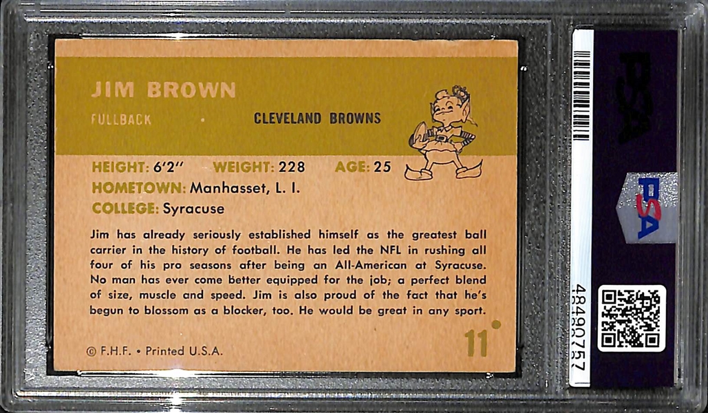 1961 Fleer Jim Brown (HOF) Card Graded PSA 4