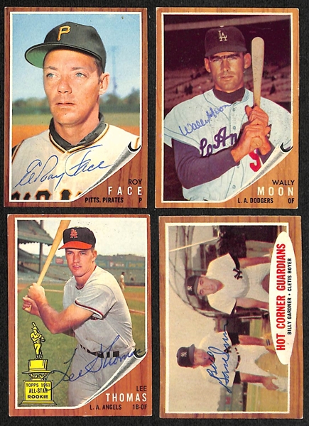 Lot of (146) Signed 1962 Topps Baseball Cards w. Vernon, Mele, Averill, Crandall, and Face, + (JSA Auction Letter)