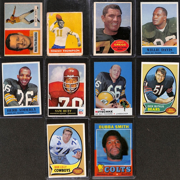 Lot of (10) 1948-1971 Football Star Cards w. 1957 Topps Norm Van Brocklin