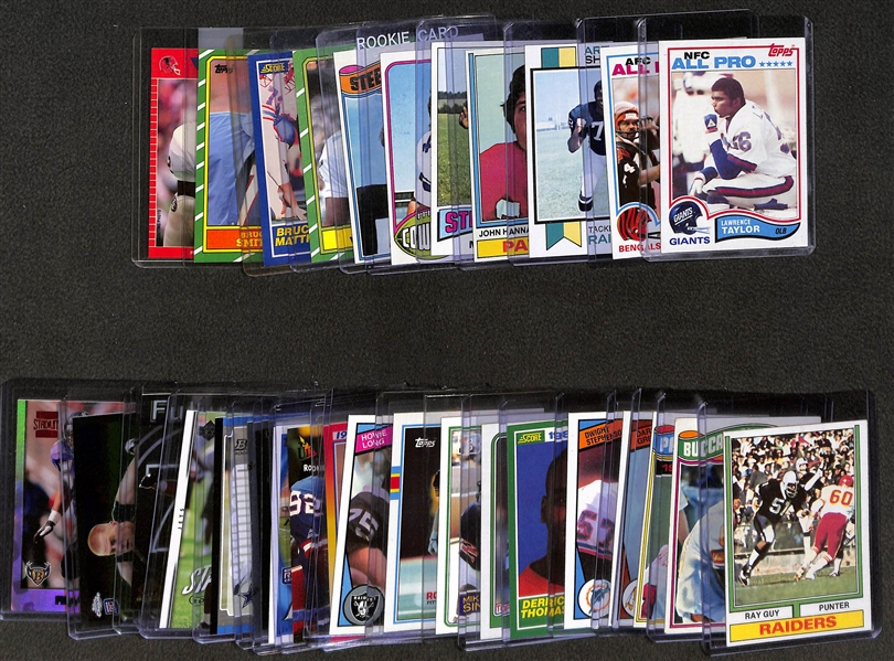 Lot of (31) 1973-2007 Football Linemen (Offense & Defense) Rookie Cards w. 1982 Topps Lawrence Taylor 