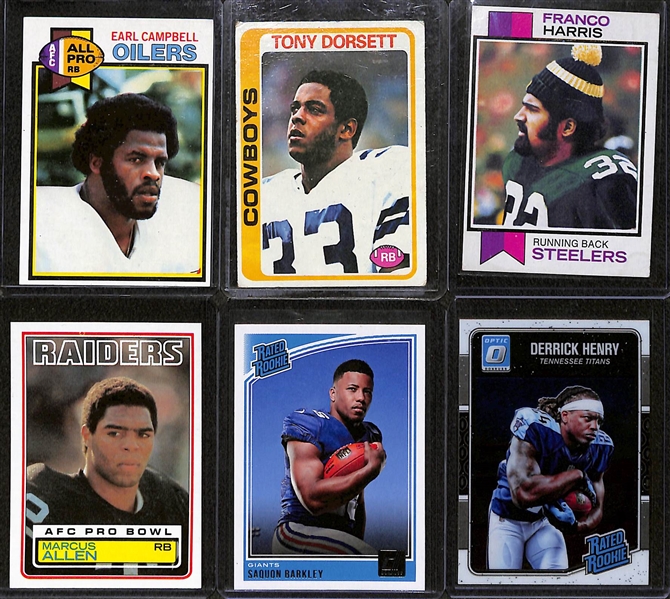 Lot of (27) 1973-2018 Football Running Back Rookie Cards w. 1973 Topps Franco Harris