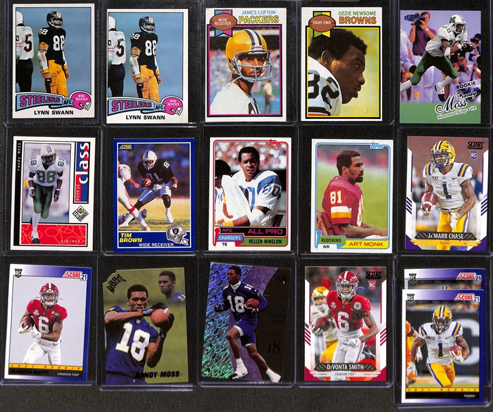 Lot of (39) 1975-2021 Football Wide Receiver & Tight End Rookie Cards w. (2) 1975 Topps Lynn Swann