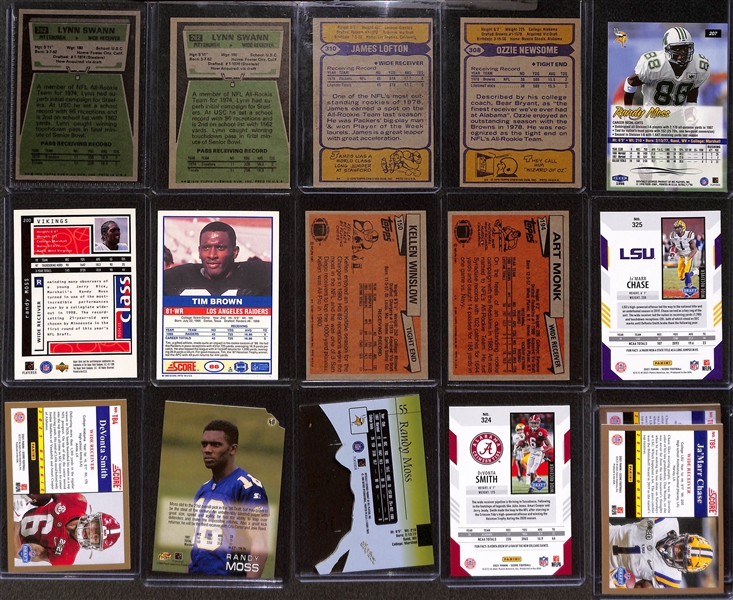 Lot of (39) 1975-2021 Football Wide Receiver & Tight End Rookie Cards w. (2) 1975 Topps Lynn Swann