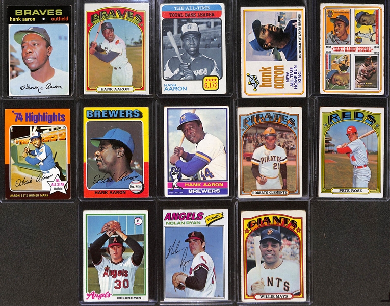 Lot of (13) 1971-1978 Topps Baseball Superstars w. 1971 Hank Aaron #400