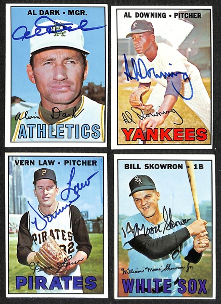 Lot of (150) Signed 1967 Topps Baseball Cards w. Houk, Mauch, Callison, Burgess, and Dark, w. (JSA Auction Letter)