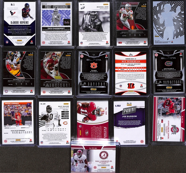 Lot of (40+) Mostly Modern Football Cards w. Many Inserts Inc. Zach Charbonnet Patch Auto /199, Michael Vick Patch /99, Deandre Hopkins Patch RC /299 and More 