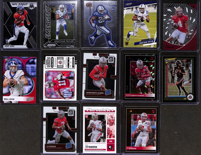 Lot of (40+) Football Rookie Cards w. Jalen Hurts, Bryce Young, CJ Stroud, Tua Tagovailoa and Many More