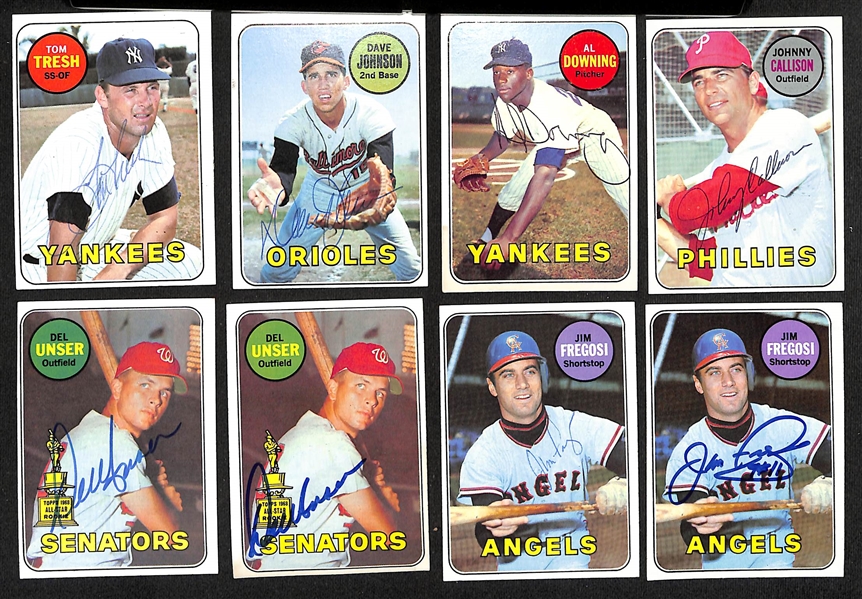 Lot of (250) Signed 1969 Topps Baseball Cards w. Marichal, Robinson, Williams, Rigney, and Bunning, + (JSA Auction Letter)